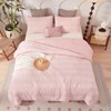 Catesgoo Queen Comforter Set Blush, 3 Pieces Seersucker Bed Set,