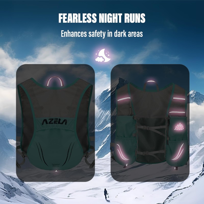 Sahunfri Running Vest Backpack, Lightweight Breathable Hydration Vest with Reflective