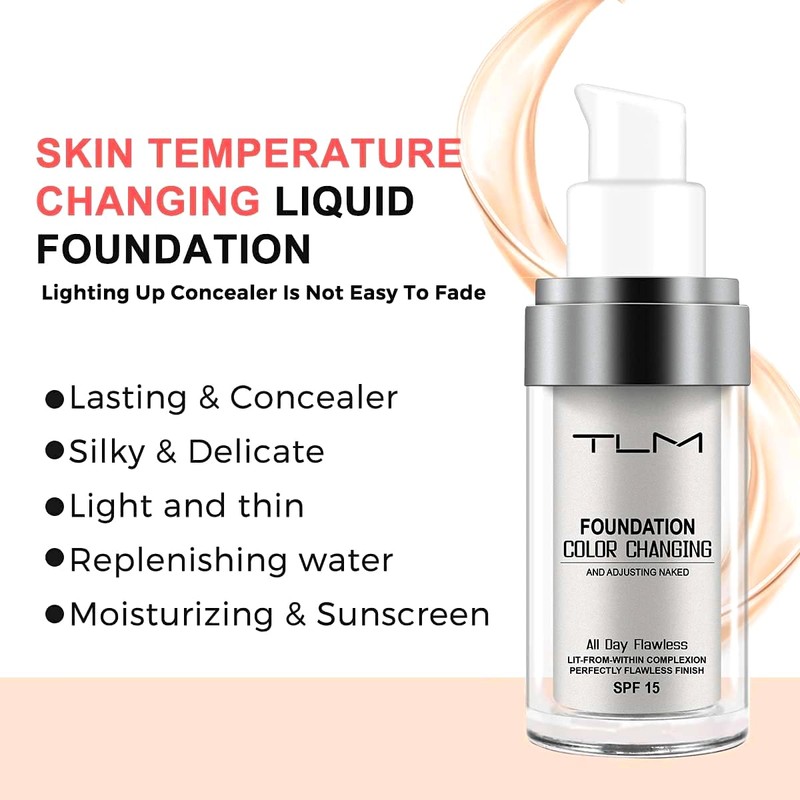 2 TLM Colour Changing Foundation, Adjusting Naked, UV SPF 15,