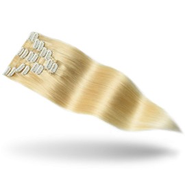 Rose bud Clip in Hair Extensions REMY Human Hair 8Pcs 18 Clips 65g/Set 18 Inch Bleach Blonde