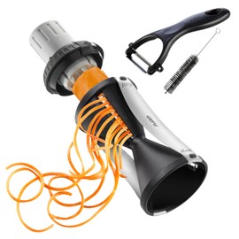 GEFU Spirelli 2.0 spiral cutter, spaghetti cutter with remover holder., Black , 17.0x7.3x7.3 cm