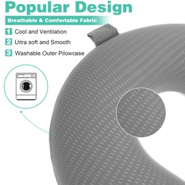 Nogeqi 2 Pcs Neck Pillow Covers with Zipper, U Shaped Travel Pillow Case Cover, Replacement Neck Pillows Case, Washable oft Airplane Pillows Covers, Black Grey(Only Cover, No Filler)