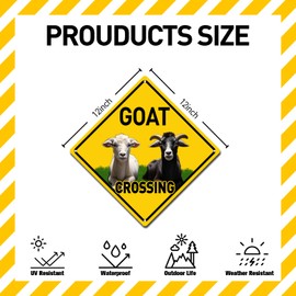 BTHUKO Goat Crossing 12" X 12" Aluminum Sign