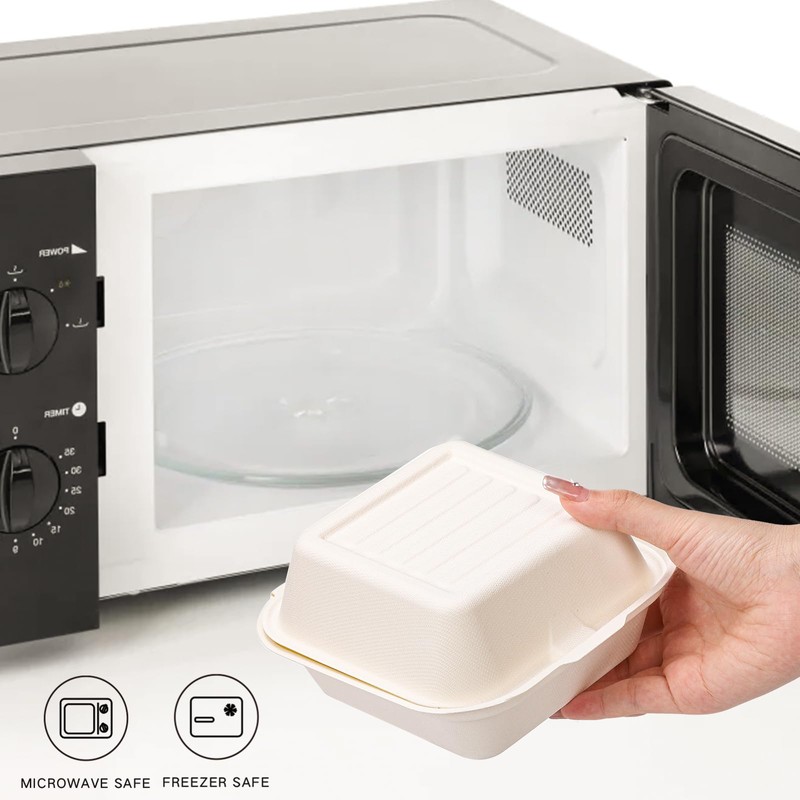 Peohud 100 Pack Compostable Clamshell Take Out Food Containers, 6