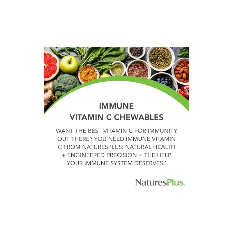 NaturesPlus Immune Chewable Vitamin C 500mg - Tasty Citrus Flavour