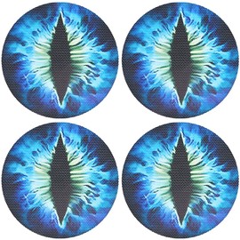 CRASPIRE 4Pcs Beast Eyes Headlight Decals Pair 3D Funny Round Stereo Blue Eyes 7.87in/20cm Circular Car Body Window Bumper Decoration Stickers for Truck SUV Car Body