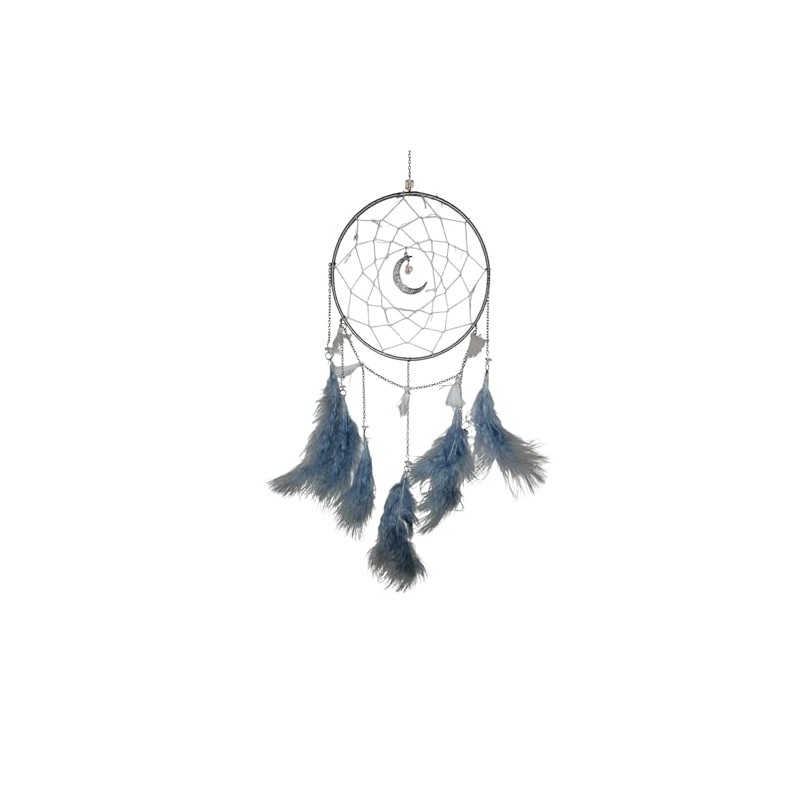 Sparklesphere, Dream Catcher, Grey with Crescent Moon, Feather Wall Hanging