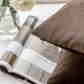 Phantoscope Pack of 2 Velvet Decorative Throw Pillow Covers Soft Solid Square Cushion Case for Couch Dark Coffee 26 x 26 inches 65 x 65 cm