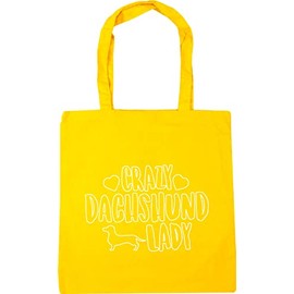 Hippowarehouse Crazy Dachshund lady dog Tote Shopping Gym Beach Bag 42cm x38cm, 10 litres
