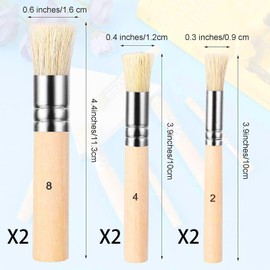6 Pcs Stencil Brushe Set, Wooden Natural Bristle Paint Brushes, Stipple Brush, Art Painting Bristle Brushe, for Oil Watercolor Painting Card Making DIY Art Crafts Projects, 3 Sizes