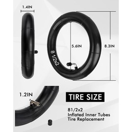 8.5 Inches Thicken Scooter Inner Tube, 8 1/2 x 2 Inflated Tube Explosion-Proof Butyl Rubber, 50/75-6.1 Bent Valve Compatible for Gotrax Gxl V2/Xiaomi M365 /M365 Pro/Pro 2/1S (Bent Valve)