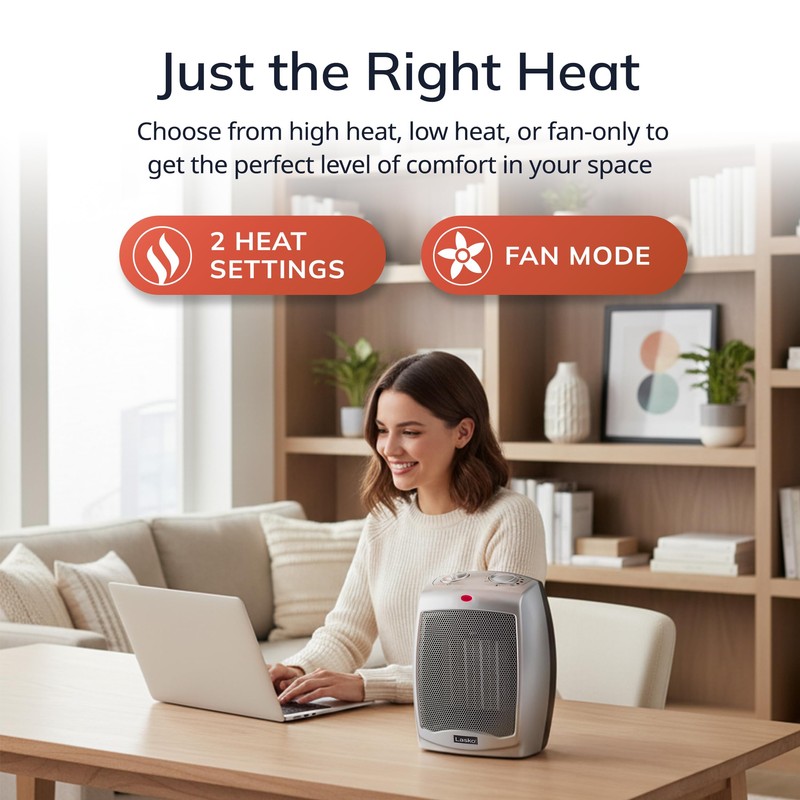 Lasko Desktop Electric Ceramic Space Heater with Adjustable Thermostat, 2