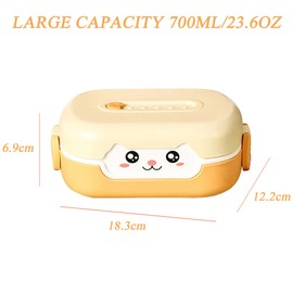 WYGLHLF Bento Lunch Box, with Cutlery Set Portable Lunchbox, 700ML Leak-proof 2 Compartment Lunch Box, Microwave/Dishwasher/Freezer Safe, BPA Free Reusable Snack Container (Orange)