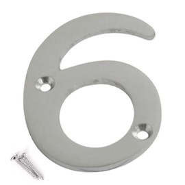 SISI UK® Satin Chrome Front House Door Numbers & Letters 3'' with Screws (Number 6)