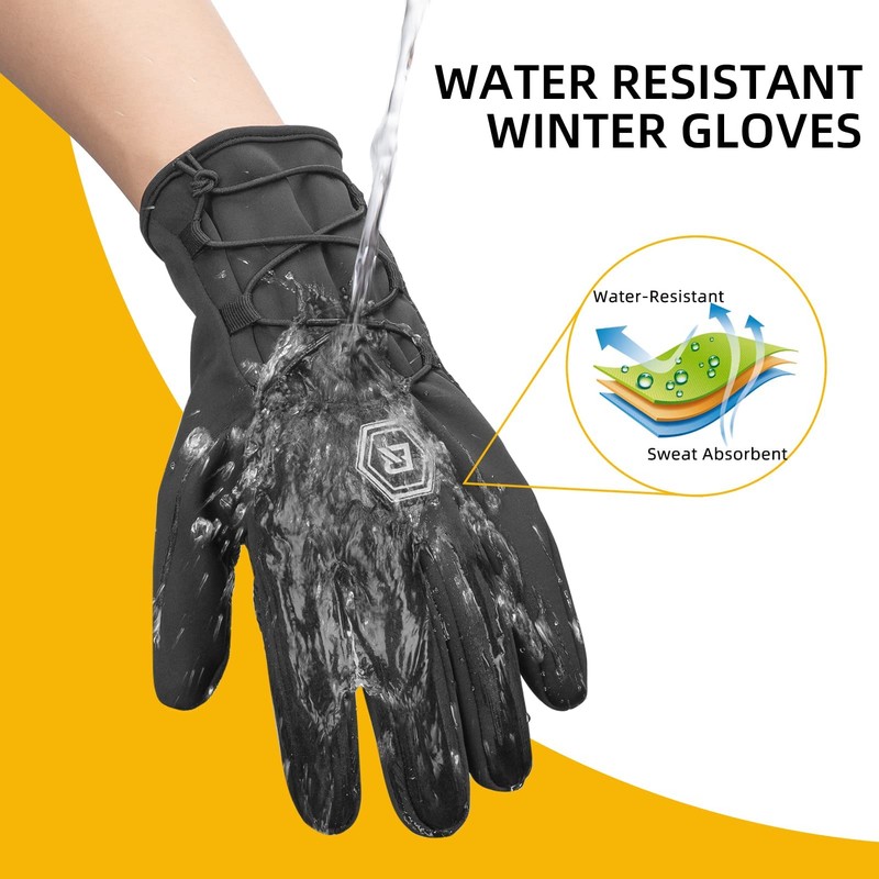 ROCKBROS Mens Winter Thermal Gloves Touch Screen Glove Water Resistant