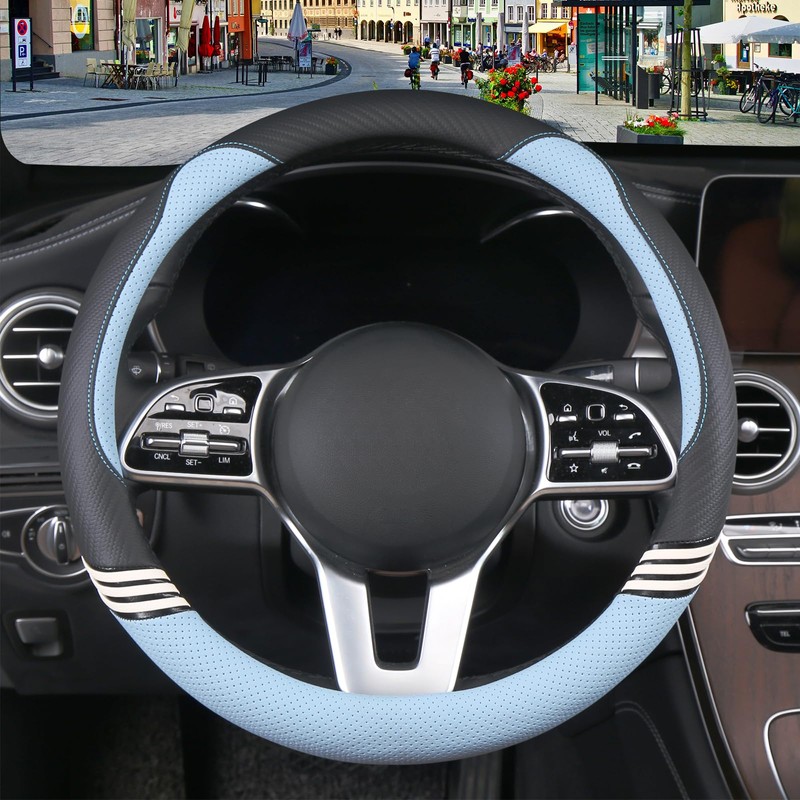 Binsheo Cute Steering Wheel Cover for Women Men Leather Universal