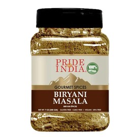 Pride Of India – Indian Biryani Masala Seasoning Spice - 7 oz. Medium Dual Sifter Jar - Easy to Use - Ideal for Layered Vegetable and Meat Pilaf – Suitable for Vegetarians & Vegans