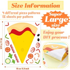 Make a Pizza Stickers, Pizza Crafts Pizza Party Supplies Decorations Pizza Party Favors for DIY Arts Birthday Games (48 Sheets)