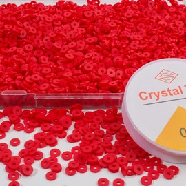 THRELE 4000pcs 6mm Red Clay Beads for Bracelets Making Flat Round Polymer Clay Beads Spacer Heishi Beads for Jewelry Making Earring Necklace Gift Beads