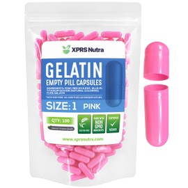 XPRS Nutra tamaño 1 cápsulas vacías – Cápsulas de gelatina vacías de color rosa – Cápsulas de píldoras vacías – Cápsulas de suplemento de bricolaje – Cápsulas de gel de color rellenables píldoras (100 unidades)