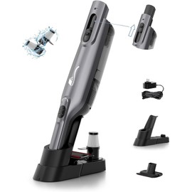 AYONTIN Cordless Handheld Vacuum, Lightweight Portable Hand Vacuum Cleaner with LED Light,Rechargeable Hand Held Vacuum with Charging Dock, Powerful Suction for Office, Home,Car,Steel