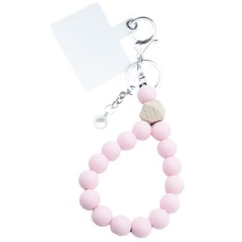 Unpafcxddyig Bracelet Wristlet Keychain Silicone Key Ring With Pearls Beaded Bangle Key Chains with Phone Patchs for Women,pink