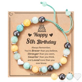 Natural Stone Bracelet, 8 Year Old Girl Gifts Birthday, Healing Bracelets Best Gifts for 8 Year Old Girls, Blue Zebra Bracelet Girls Birthday Presents Age 8 Birthday Cards for Daughter Granddaughter