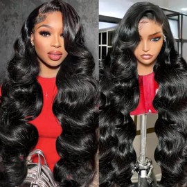 UYGLJK 28 Inch 13x6 Lace Front Wigs Human Hair 220 Density Body Wave Lace Front Wigs Human Hair Pre Plucked 13x6 HD Transparent Lace Frontal Wigs Human Hair for Women