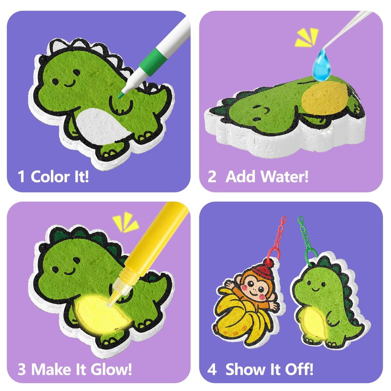 AMOSTING Glow in the Dark Animal Magic Puffs Craft Kit