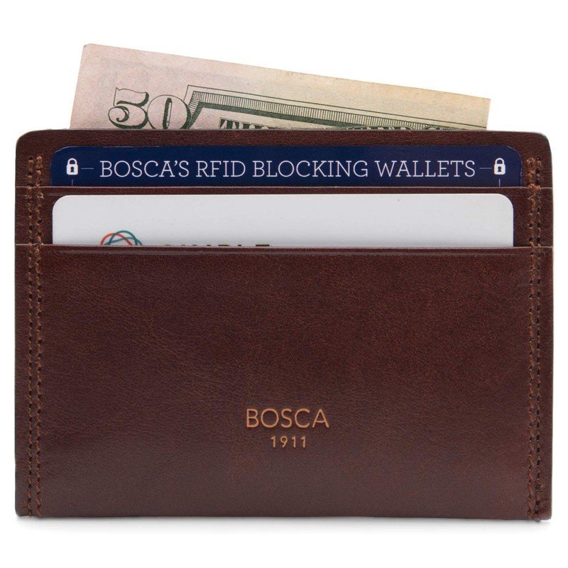 Weekend Wallet Card Case Dolce Matte Leather Dark Brown