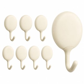 DAZANJA Adhesive Wall Hooks 8 Pack, Heavy Duty Hooks for Walls No Damage, Sticky Bathroom Towel Hooks and Key Hanger, Wall Hangers Without Nails for Home, Bathroom, Kitchen, Office (White)