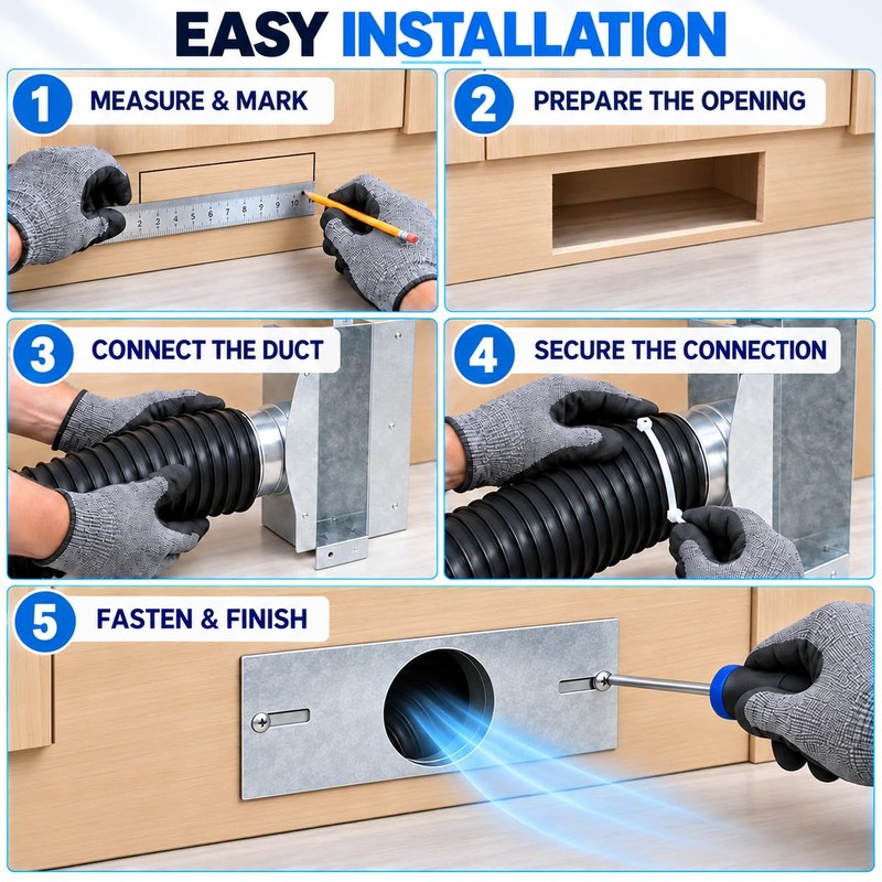 4 Inch Toe Kick Vent Duct Kit, Under Cabinet HVAC