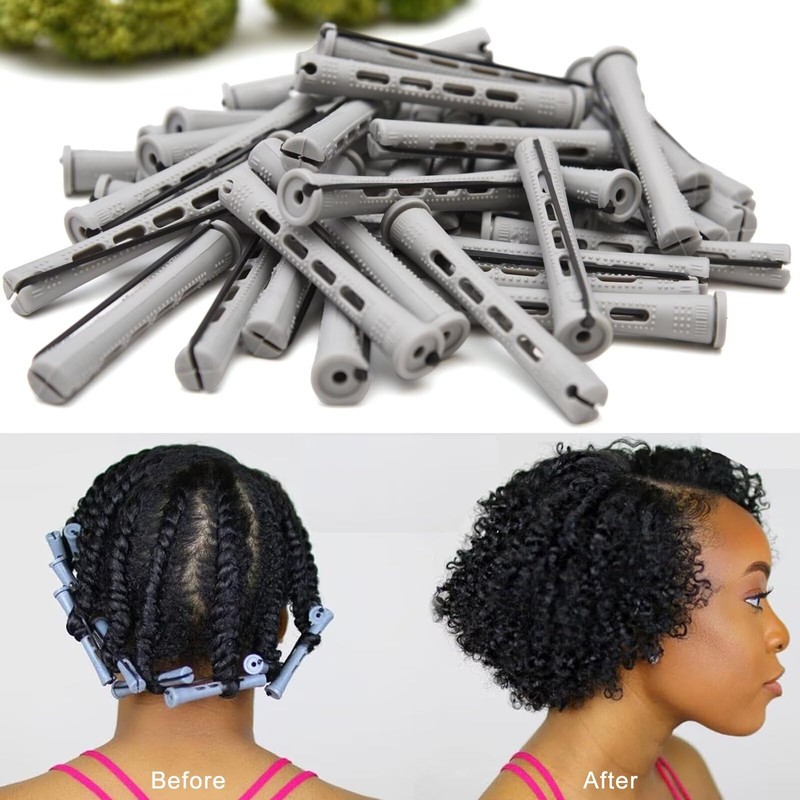 40PCS Perm Rods For Short Hair Grey Small Perm Rods