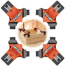 WETOLS Corner Clamp for Woodworking, 90 Degree Right Angle Clamp, Wood Clamps, 4Pcs Adjustable Spring Loaded Woodworking Clamp, Gifts for Dad, Birthday Gifts for Men, Photo Framing, Orange