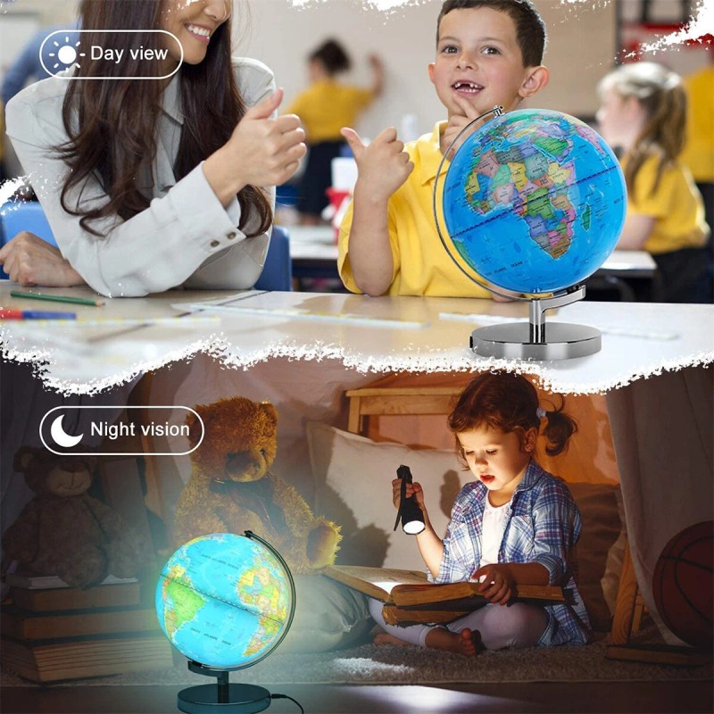dreamrefit Luminous LED Lamp Globe World Map Display Teaching Toy