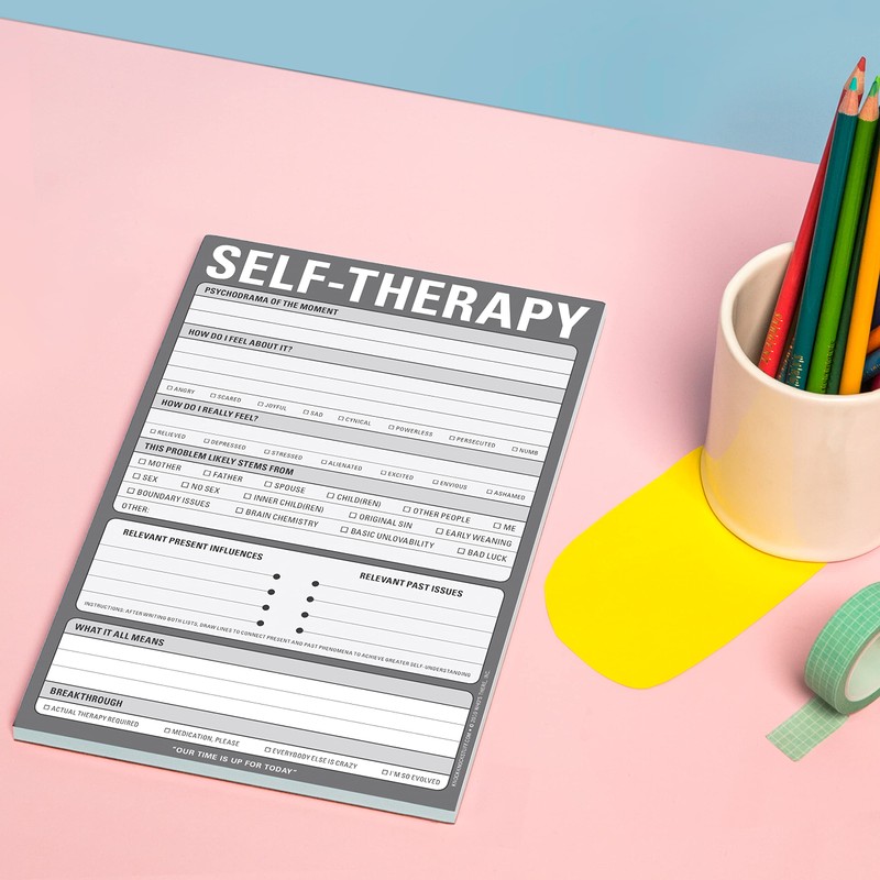 Knock Knock Self-Therapy , Checklist Note Pad for Step-by-Step Stress