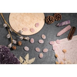 CrystalTears Rose Quartz Crystal Witches Rune Stones Healing Crystals Gemstone Engraved with Reiki Rune Symbol Natural Rose Quartz Stones Set for Witchcraft Reiki Healing Divination Meditation