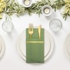 50Pcs Disposable Linen-Feel Dinner Napkins with Built-in Flatware Pockets Sage