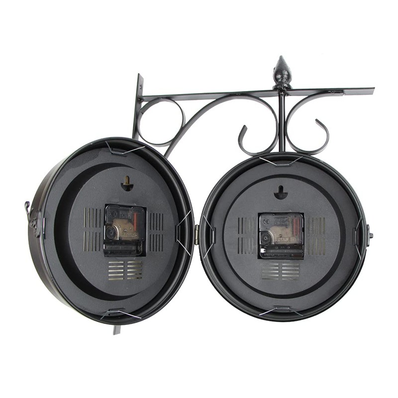 Wrought Iron Antique-Look Brown Round Double Sided Two Faces Retro