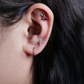 limerencia F136 Titanium Hypoallergenic Piercing Jewelry18G 6mm 8mm 10mm For Tragus,Helix,Conch,Cartilage,Lip,Implant Grade Flat Back Internally Threaded Stud Earrings (Cherry 1pc)