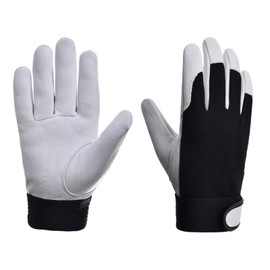 SUJAYU Cabretta Leather Work Gloves Women Men for Construction Warehouse Driving, Gardening Gloves Leather Motorcycle Glove (White, XL)