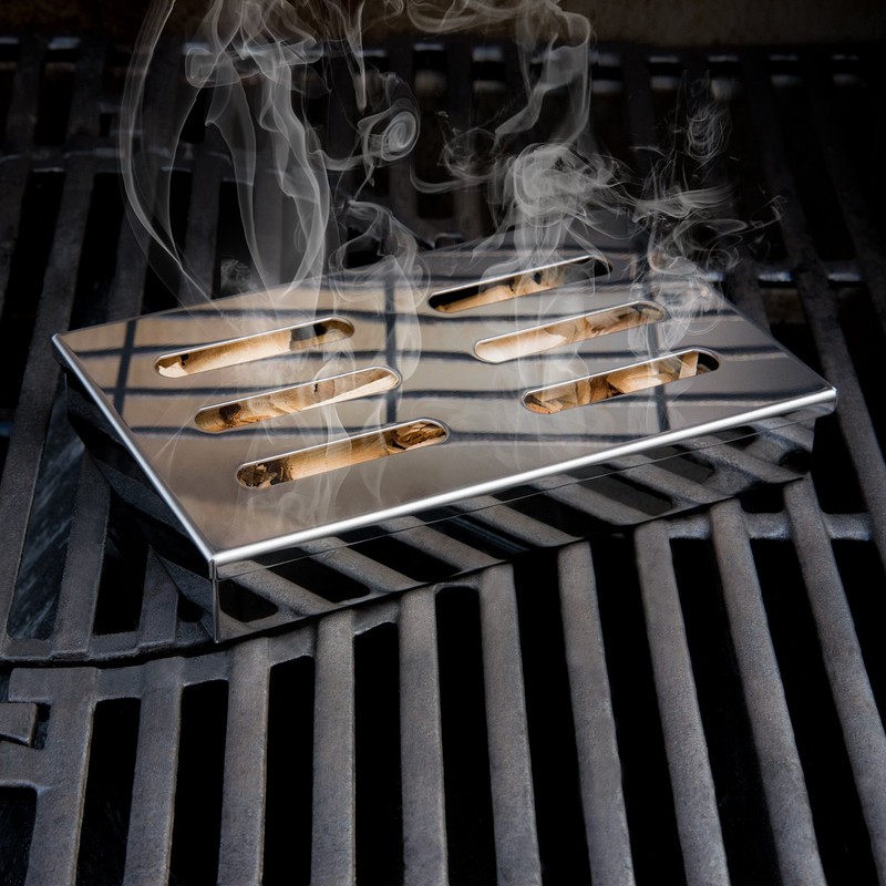Blumtal smoker, smoker box made of stainless steel, gas barbecue