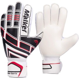 Malker Soccer Goalie Gloves Goalkeeper Gloves with Fingersave and Double Wrist Protection, Strong Grip Goalkeeper Gloves for Youth&Adult Size 9 (White)