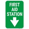 First Aid Station with Down Arrow Sign, 12x18 Inches, 55