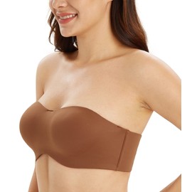 DotVol Seamless Bandeau Unlined Underwire for Large Bust Women's Minimizer Strapless Bra (40C,Choco)