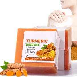 Turmeric Soap-Turmeric Natural Soap Bar-Turmeric Hand Soap for Correct Acne Dark Spots,Tend Skin Moisturizing Deep Cleansing Erase Fine Lines Firming Face And Body (1 PACK)