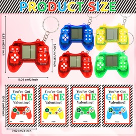 LiYiQ 24 PCS Valentines Day Gifts Cards with Video Game Keychain for Kids Classroom, Video Games Keychains with Gift Cards for Kids, Valentine Stuffers School Exchange Party Favors Gift for Boys Girls