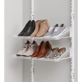 Rubbermaid Customizable Wall Mount Shoe Shelf, White, for Home/House/Closet/Laundry/Linen Organization