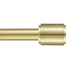 Kemmie 1" Window Treatment Curtain Rod with Cylindrical Cap Finials, Single Drapery Rod Adjustable Length 36-72", Brass