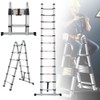 12.5FT Aluminum Telescopic A-Frame Extension Ladder 2-in-1 Portable Collapsible Ladder